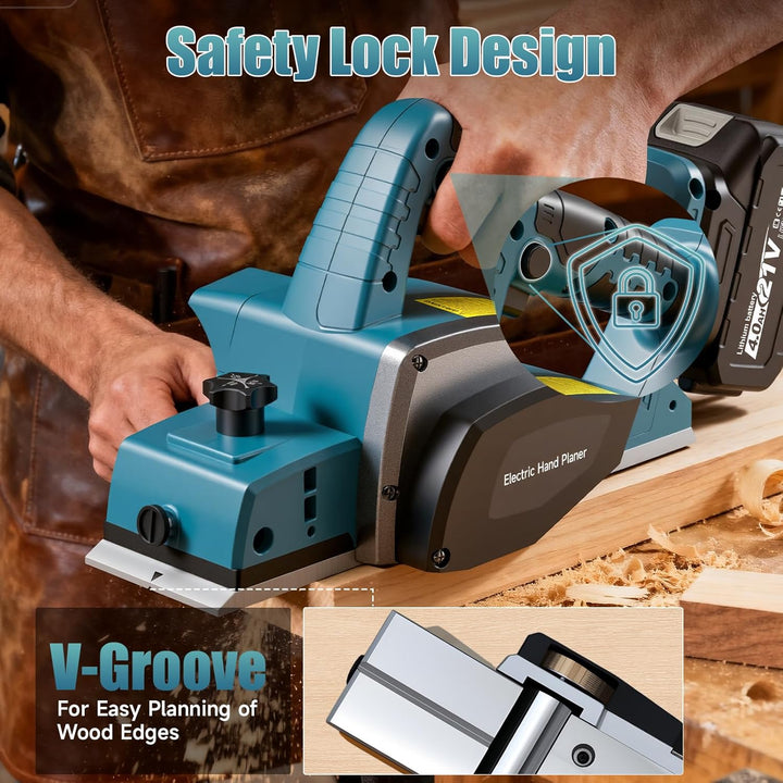 Akku Hobel Makita 18V Akku, 15000RPM Bürstenlose Elektrohobel mit 2 * 4.0Ah akku, 82mm Breite, 0-2MM