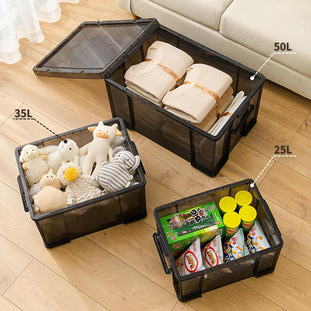 Cetomo 25 x 3 Kunststoff-Aufbewahrungsbox mit robustem Deckel und sicheren Verriegelungsschnallen, s