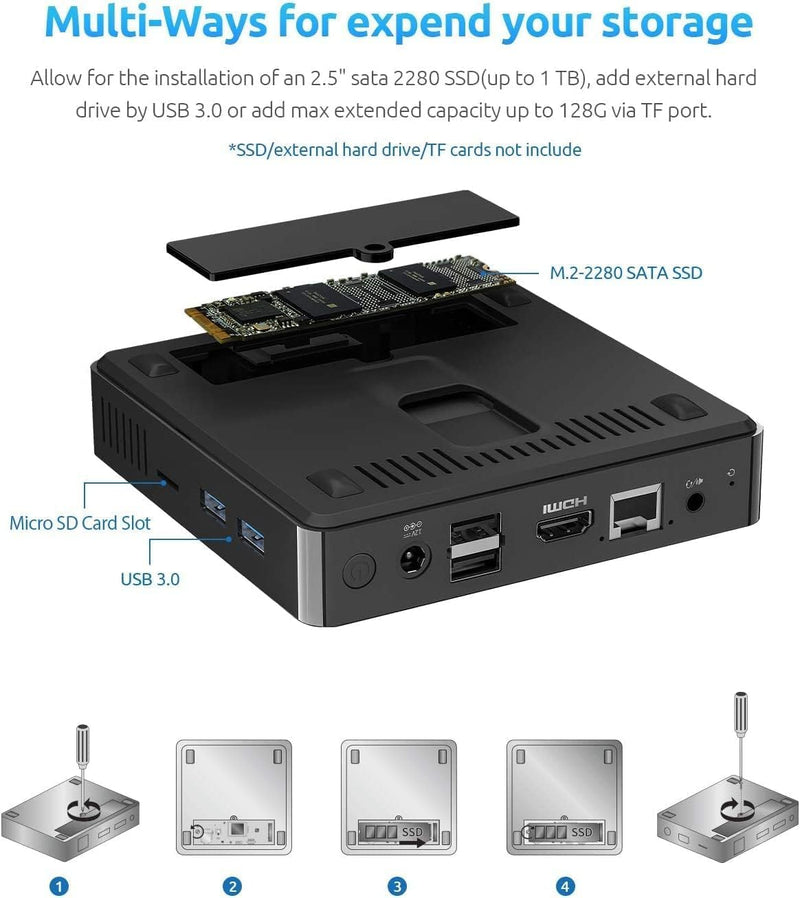 BMAX Mini Pc 8 GB DDR4 128 GB eMMC Intel Gemini Lake N4000 (bis zu 2,6 GHz) Mini Desktop Computer Mi