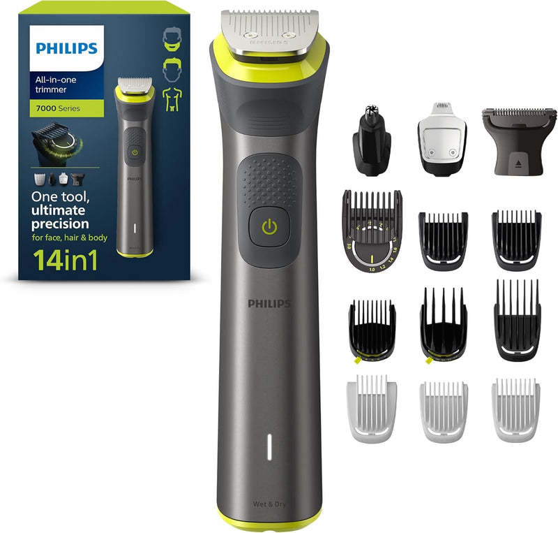 Philips Multigroom Series 7000, All-in-One-Trimmer, 14-in-1 Barttrimmer und Haarschneider für Gesich