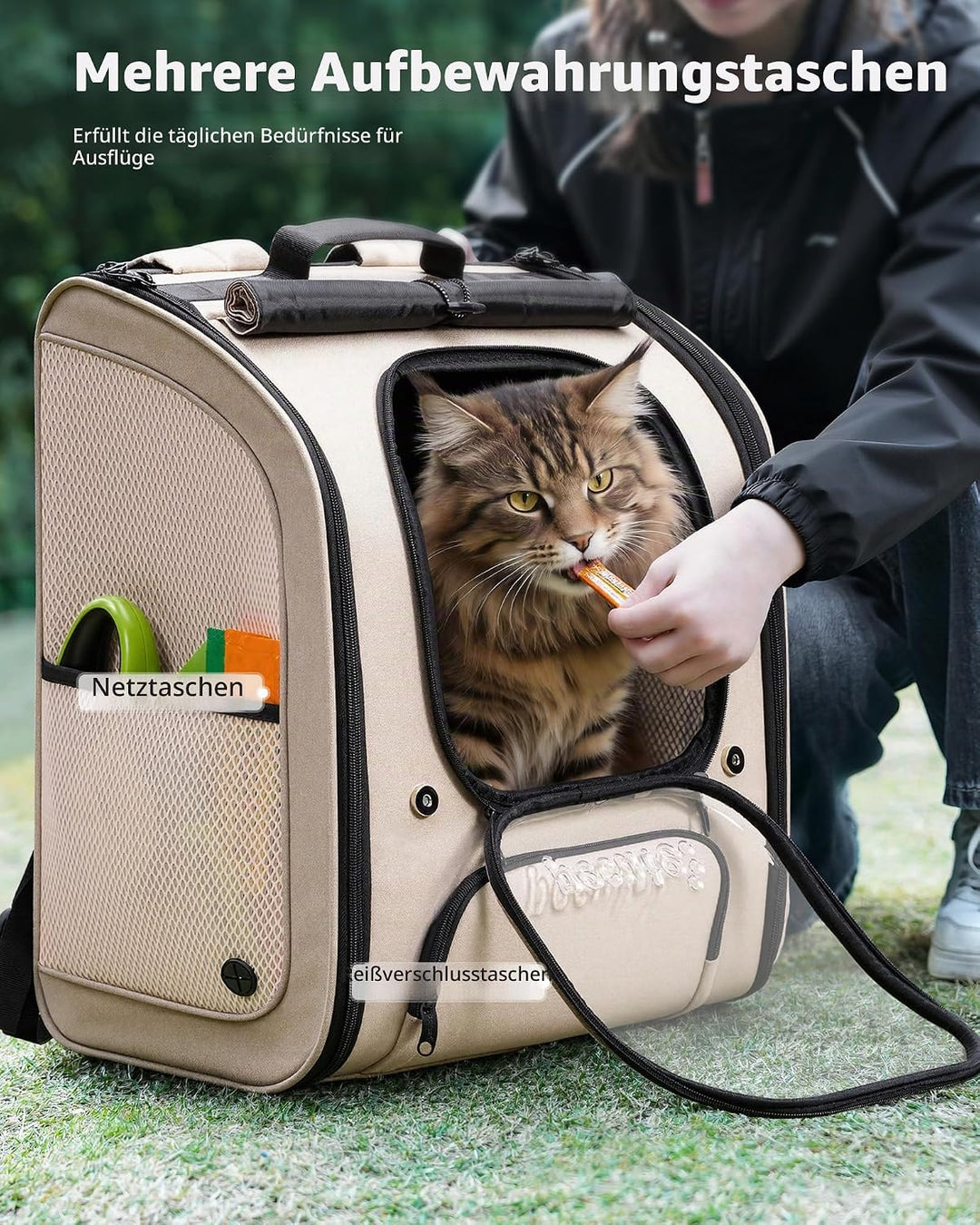 pecute Katzenrucksack Bubble Haustier Rucksack mit Netzfenster, Tragbare und Faltbare Katzentasche,