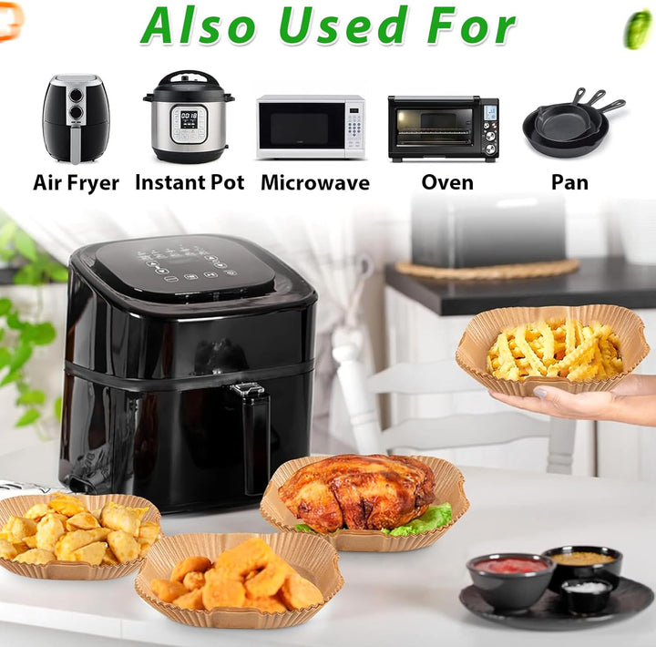 Sungoup Backpapier für Heissluftfritteuse 20-24cm, 300 Stück Airfryer Backpapier Antihaft Wasserdich
