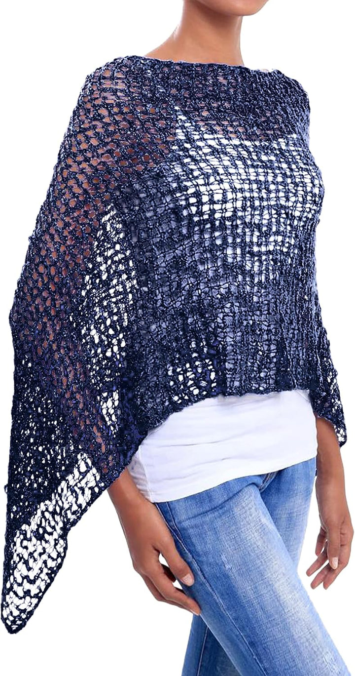 JOPHY & CO. Damen-Poncho aus Netzstoff, Strickoptik, schulterfrei, für Sommer und Frühling, leicht u