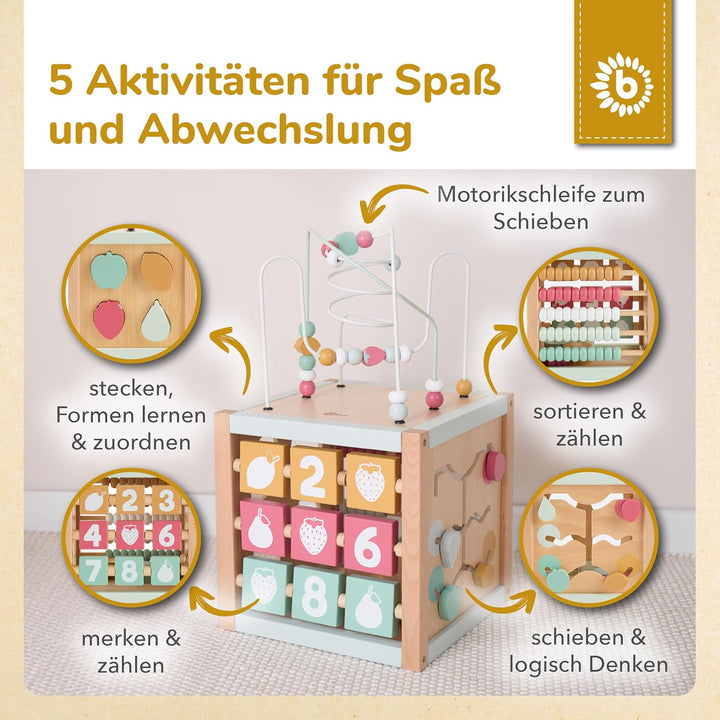 Bieco Motorikwürfel Berry XXL nachhaltiges Holz FSC® | Spielwürfel Baby | Motorikwürfel ab 1 Jahr Ac