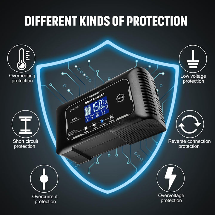 SolaMr 15A Auto-Batterie-Ladegerät, 12V und 24V Smart Automatic Battery Maintainer, Erhaltungsladege