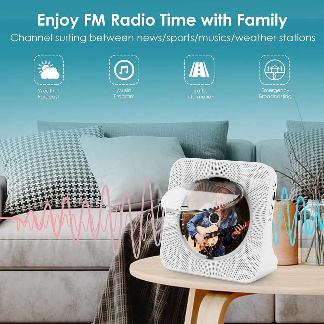 Gueray Tragbarer CD Player mit Bluetooth Desktop CD-Player mit 4000 mAh Akku für zu Hause Eingebaute