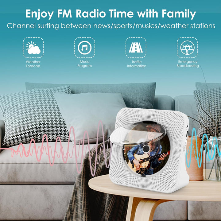 Gueray Tragbarer CD Player mit Bluetooth Desktop CD-Player mit 4000 mAh Akku für zu Hause Eingebaute