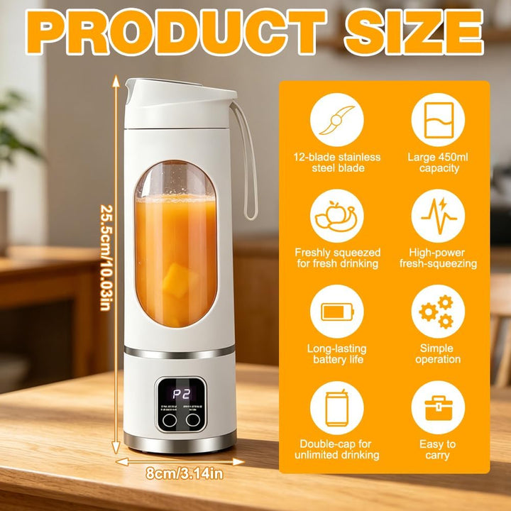 Tragbarer Mixer Smoothie Maker to Go, 450ML Portable Blender USB Wiederaufladbar Standmixer Klein mi