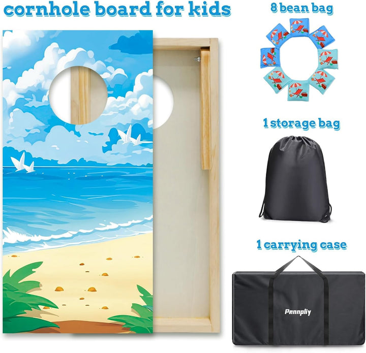 Cornhole Verordnung Grösse 60x30cm Massivholz Sackloch Spiel Set mit 2 Corn Hole Boards, 8 Sitzsack