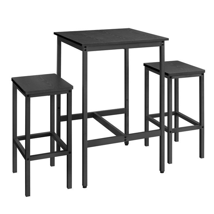 VASAGLE Bartisch mit Barhocker-Set, Esstisch mit 2 Stühlen, Küchentisch klein, Barstühle, für Esszim