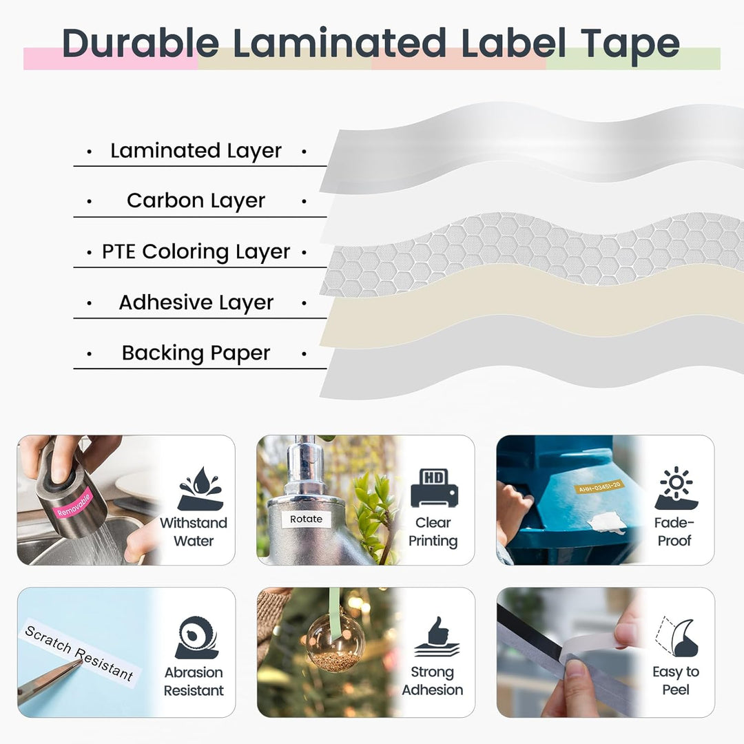 6x Markurlife TZe Schriftband 12mm Kompatibel mit Brother P-Touch Bänder TZe-231 12mm 0,47 laminiert