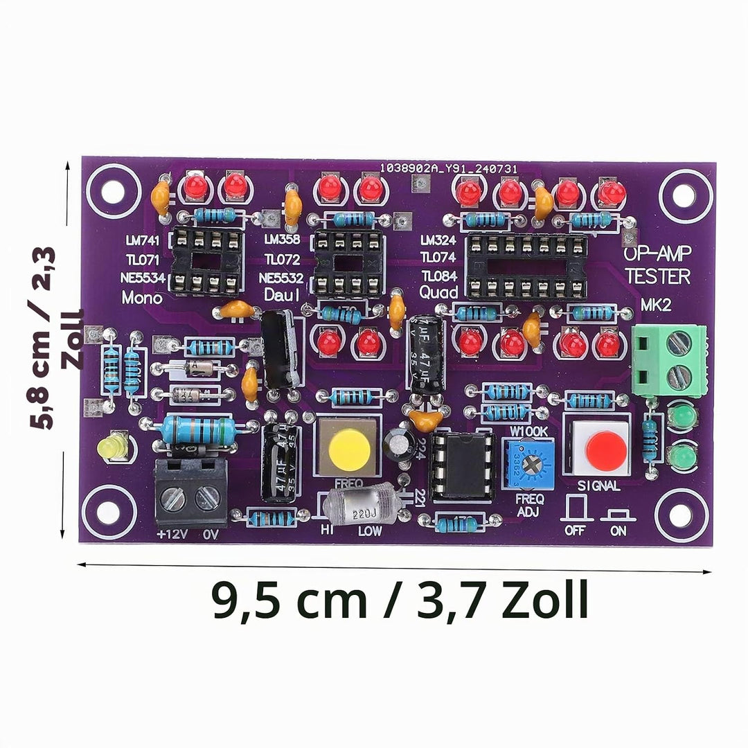 OP AMP Testmodul Operationsverstärker Testbrett Verstärkung Schaltung Test für Einzel Doppel Quad DC