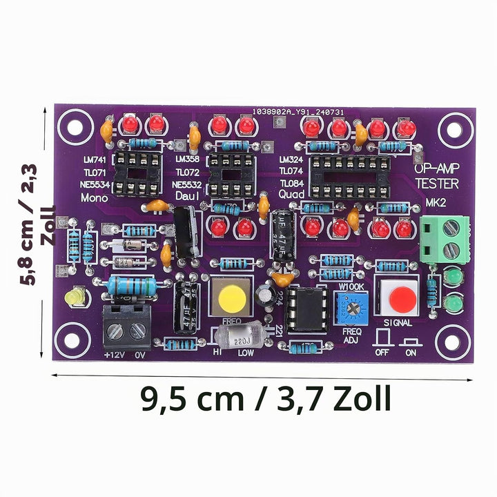 OP AMP Testmodul Operationsverstärker Testbrett Verstärkung Schaltung Test für Einzel Doppel Quad DC