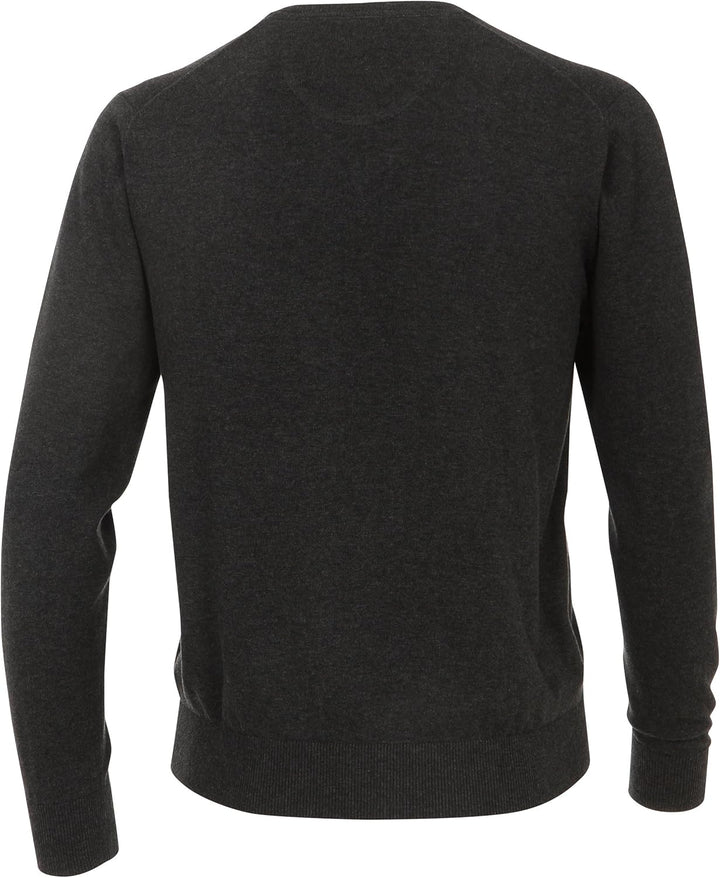 CASAMODA Herren Pullover mit V-Ausschnitt unifarben Elastischer Bund 60 (4XL) Grau (74 Anthrazit), 6