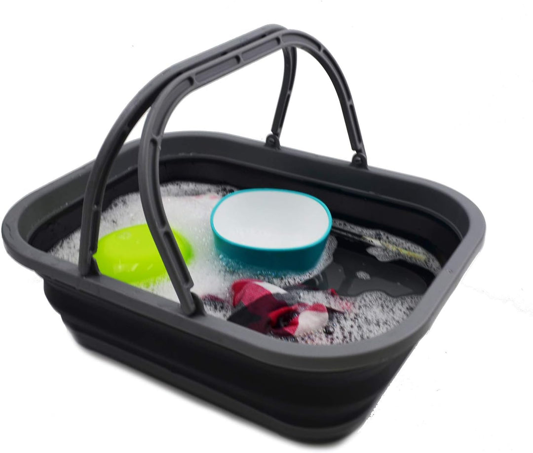 SAMMART 12L Faltbare Wanne mit Griff - Tragbarer Picknickkorb/Krater im Freien - Faltbare Einkaufsta