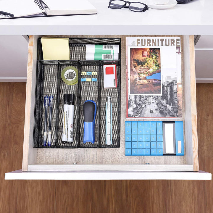 WuGeShop Schreibtisch Organizer Schubladen Metall 5 Fächer, Schubladeneinsatz Büro Tablett für Aufbe