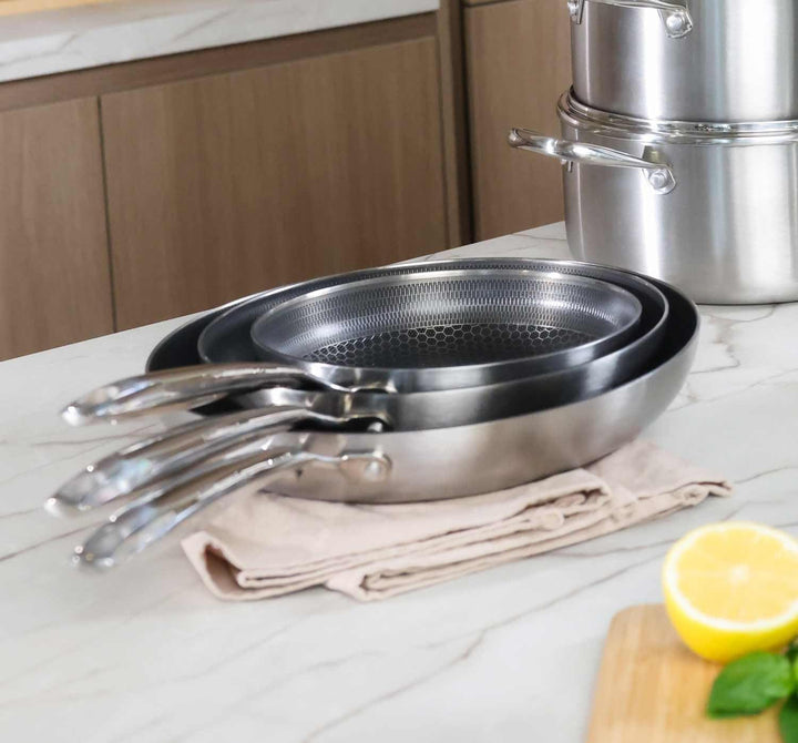 Cook&Pan Honey Pfannenset 3-teilig - Edelstahl mit GreenShield Antihaftbeschichtung PFAS & Teflon-fr