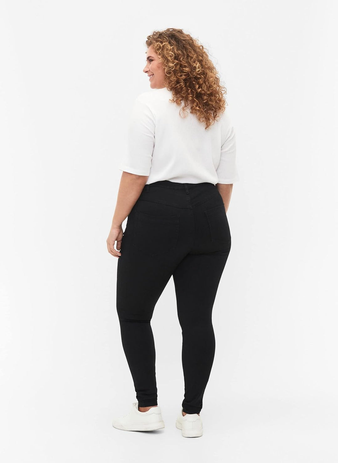 Zizzi Damen Grosse Grössen Amy Jeans Hohe Taille Slim Gr 42W / 30L Schwarz, 42W / 30L Schwarz