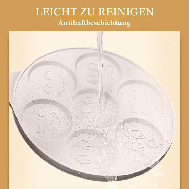 Pancake Pfanne Induktion, Antihaft Pancake Maker 7 Löcher mit Smiley-Gesichtern Spiegelei-Pfanne, zu