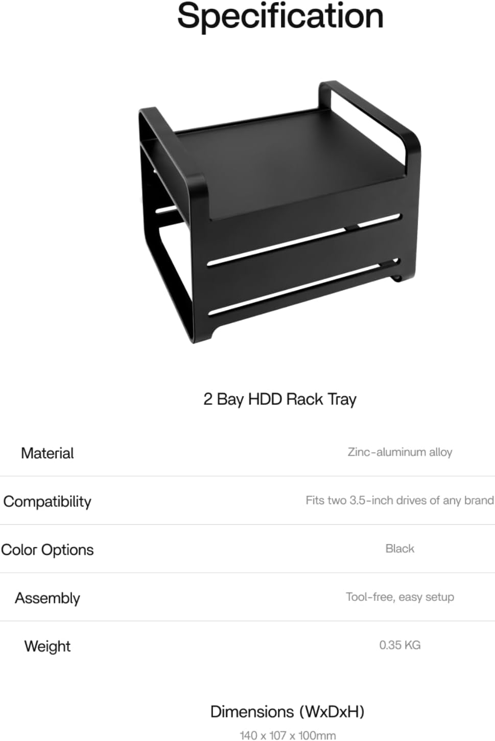 zimablade 2-Bay-HDD-Rack-Fach, Zimaboard und andere duale 3,5-Zoll-Speicherlaufwerke, Aluminiumlegie