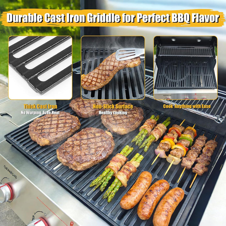 GFTIME Gusseisen Grillrost 41,5 x 59cm für Enders Chicago 3, Switch Grid Rost-in-Rost System für End