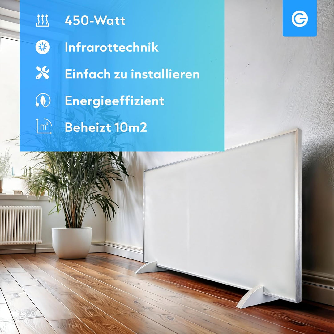 Silvergear® Infrarotheizung Standgerät Smart 450W | Infrarotheizung Energiesparend mit Thermostat |