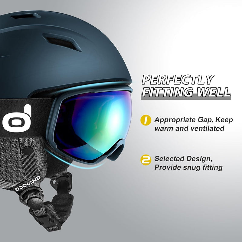 Odoland Skihelm und Skibrille Set Snowboardhelm mit Snowboardbrille für Damen und Herren Ski Goggles