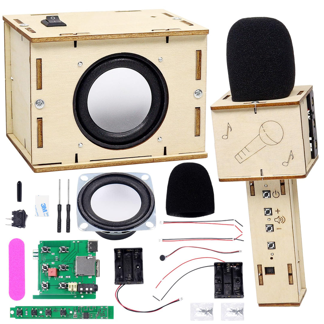 Karaoke Maschine, DIY Kits Holz Karaokemaschine, Microphone Kinder, Lautsprecher Bausatz, Lackierbar