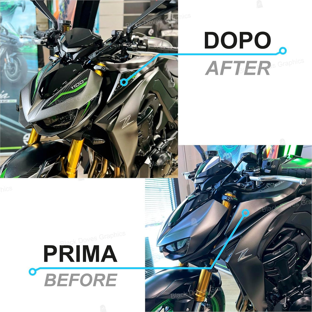 Black Doves Graphics 3D-Aufkleber aus Harz kompatibel mit Kawasaki Z1100 SE 2026 (GY1) | Made in Ita