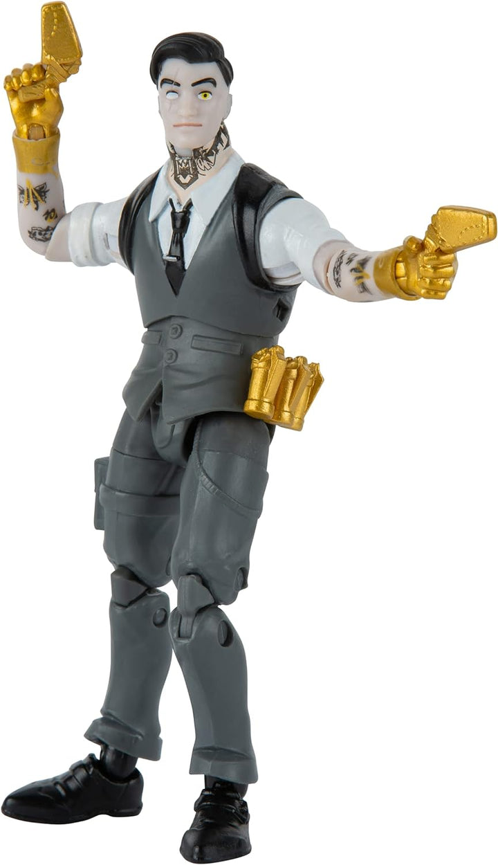 FORTNITE FNT1068 Midas (Master Grade) – 10,2 cm Gelenkfigur mit Rüstung, Rückenbling und Erntewerkze
