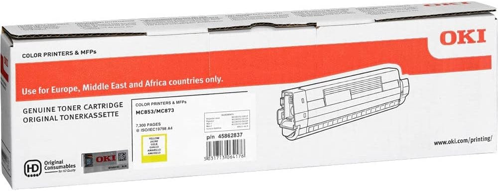 Oki MC853/873 Toner Gelb f.7.300 Seiten yellow, yellow