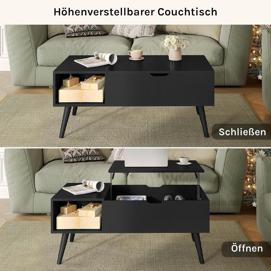 WOLTU Couchtisch höhenverstellbar, Wohnzimmertisch mit Stauraum, Kaffeetisch Beistelltisch Sofatisch