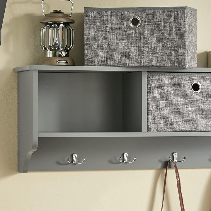 SoBuy FRG282-HG Wandgarderobe Flurgarderobe Kleiderhaken Hängeregal mit 3 Körben und 5 Haken Gardero