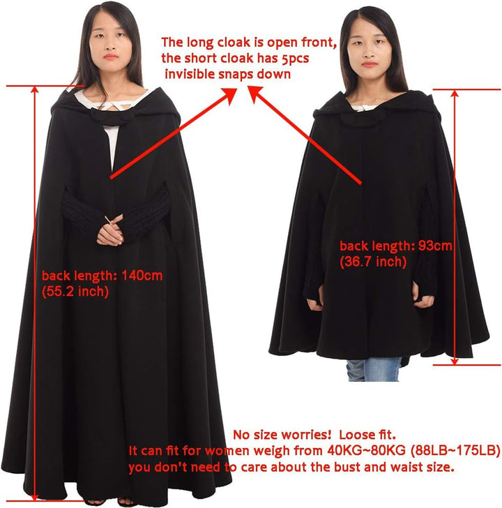 GRACEART Mittelalterliche Unisex Vampir Umhang Gothic Cosplay Kostüm, Robe mit Kapuze Cape Mantel Um
