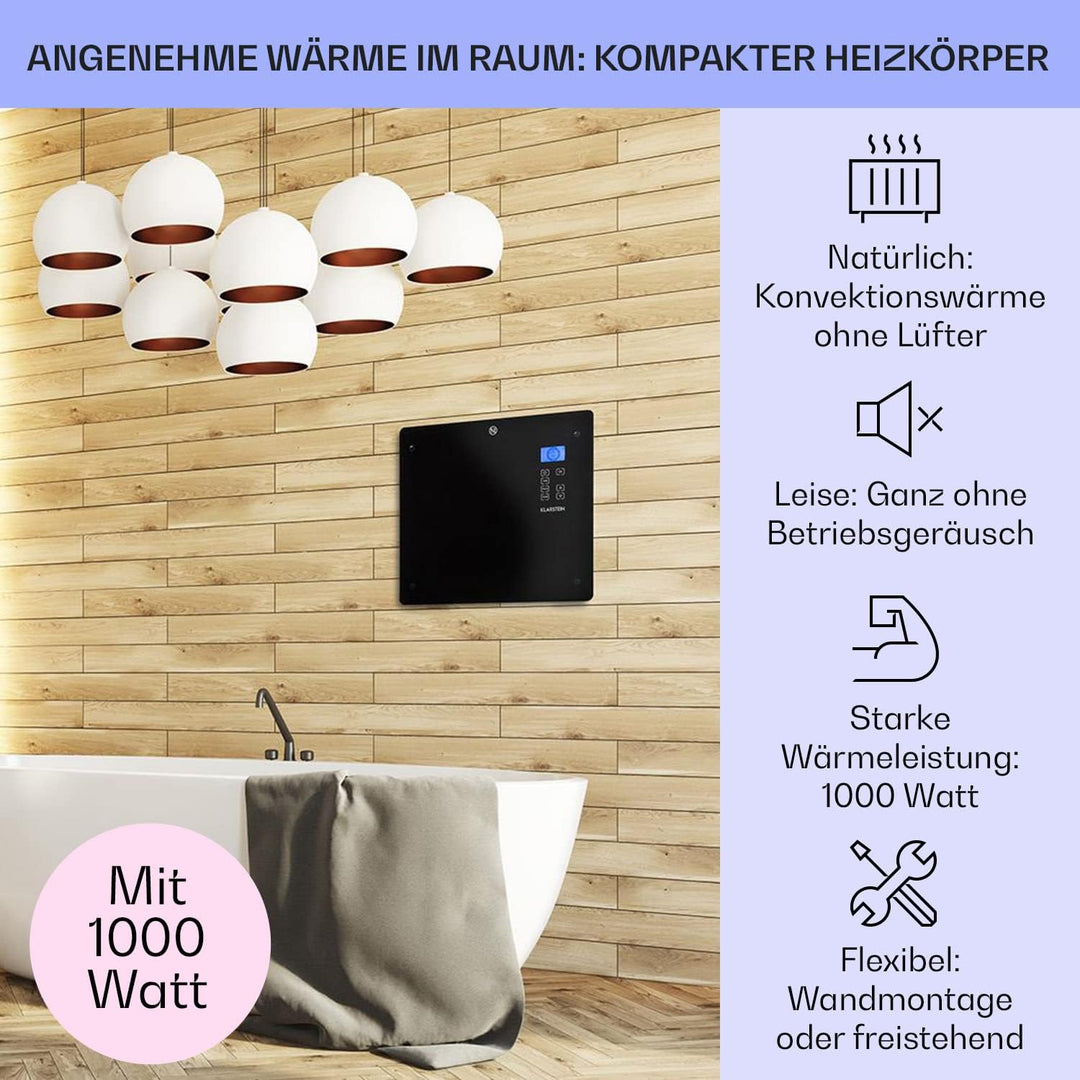 Klarstein Elektroheizung, Konvektor-Heizung mit Bodenrollen, Mobile Elektroheizung Energiesparend, S