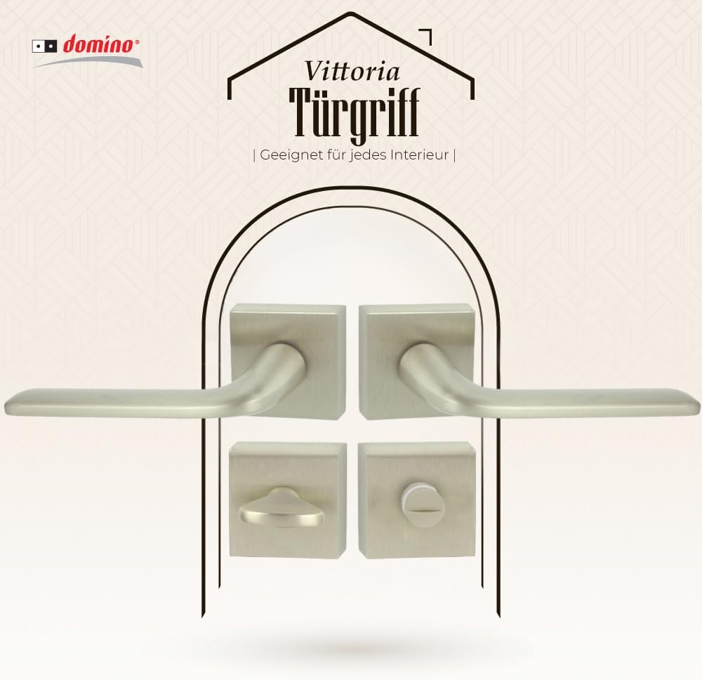 domino Türgriff VITTORIA-QR M9 WC-Bad Drückergarnitur für Zimmertüren Türdrücker-Set Rosetten-Garnit