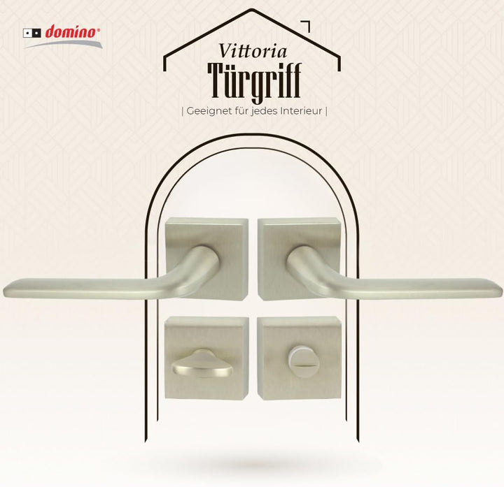 domino Türgriff VITTORIA-QR M9 WC-Bad Drückergarnitur für Zimmertüren Türdrücker-Set Rosetten-Garnit