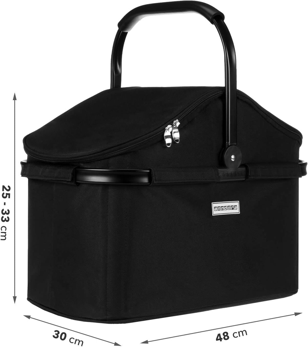 anndora Einkaufskorb 25 Liter ISO Picknick Kühlkorb - schwarz Iso: Schwarz