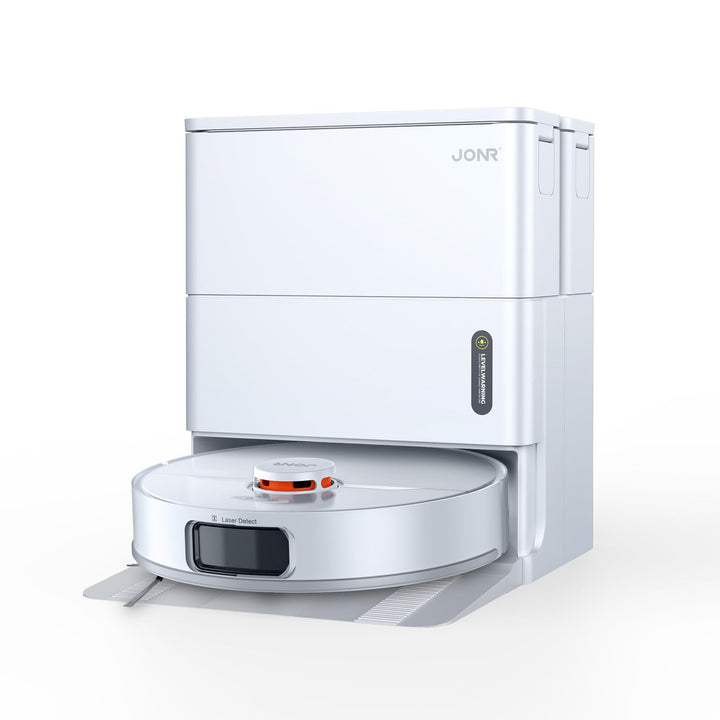 JONR T5 PRO GEN2 Saugroboter mit Wischfunktion, 15000Pa Saugkraft - Weiss | 75℃ Heisslufttrocknung,