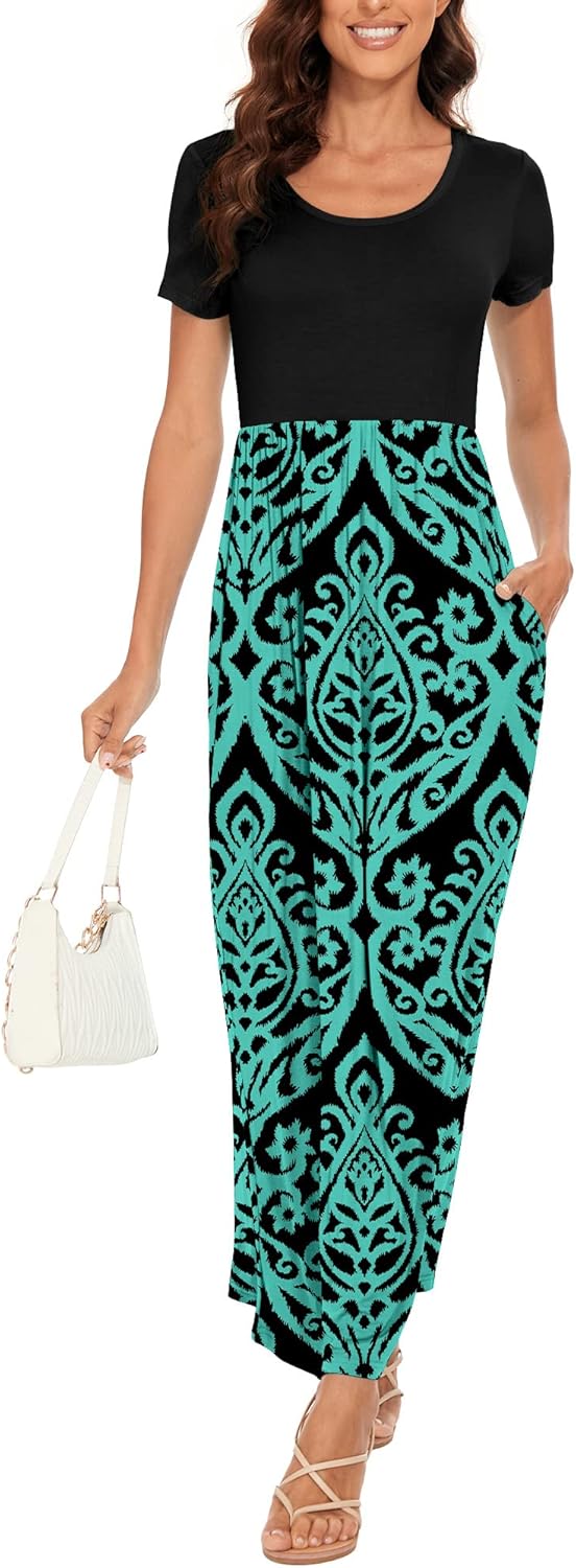 DEARCASE Damen Maxi Kleid Sommer Mutterschaft Casual Langarm/Kurzarm Floral Lose Lange Kleider Plus