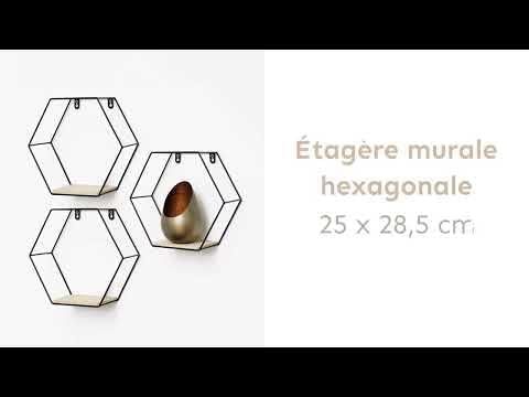 Vivol IVOL Set aus 3 wabenförmigen Wandregalen - Metall mit Holzböden (Schwarz), Schwarz