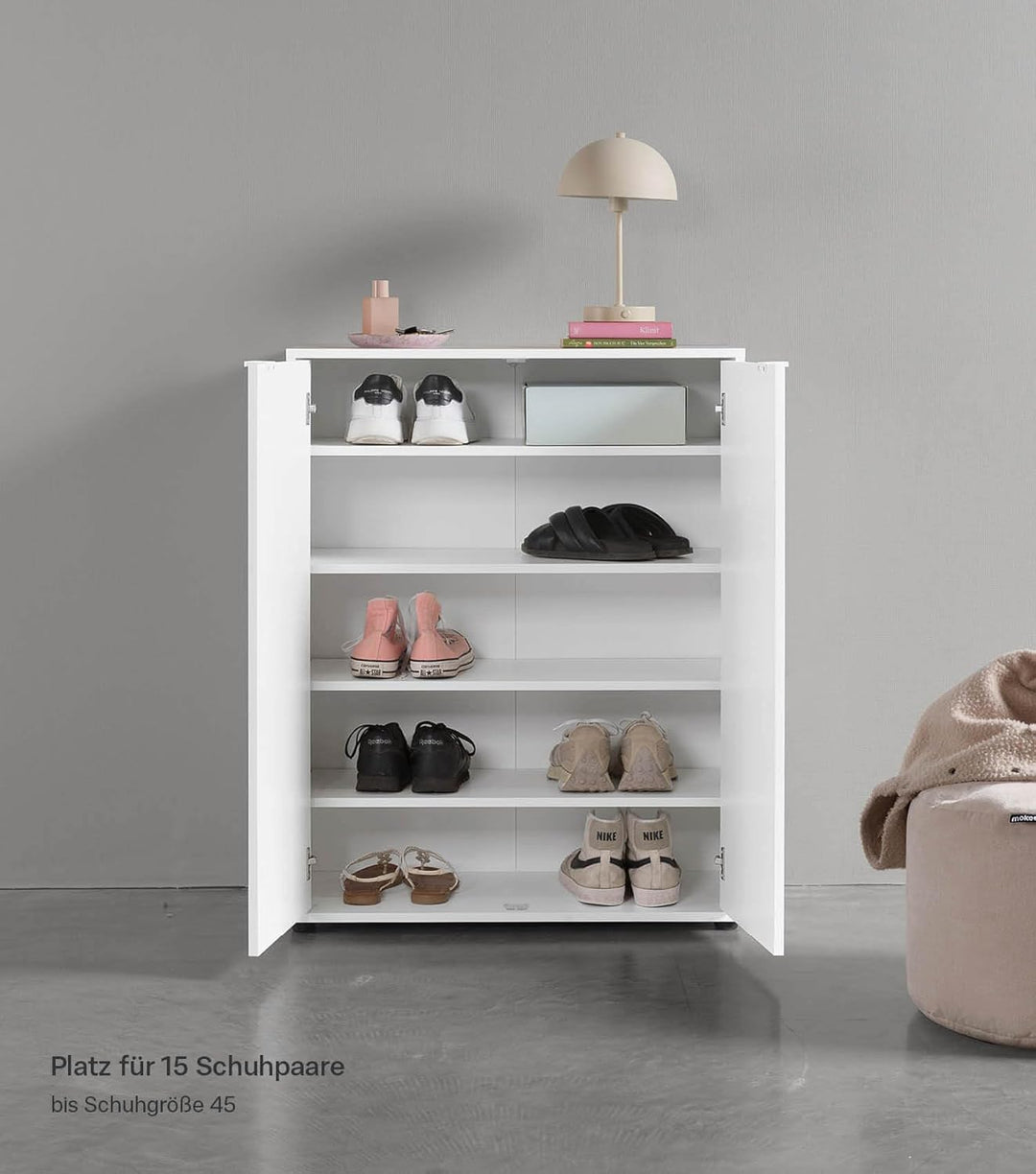 mokebo Schuhschrank 'Der Concierge' (74x95 cm) aus Holz, Schuhregal mit Zwei Türen, Aufbewahrungssch