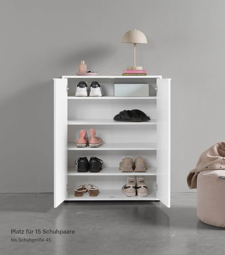 mokebo Schuhschrank 'Der Concierge' (74x95 cm) aus Holz, Schuhregal mit Zwei Türen, Aufbewahrungssch