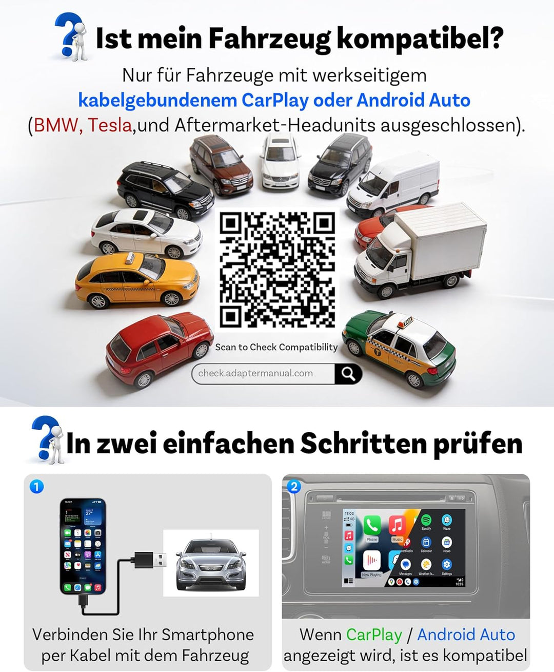 (2026 Aufgerüstet) OTTOCAST 2-in-1 Wireless CarPlay & Android Auto Adapter, Ottocast Mini Core mit E