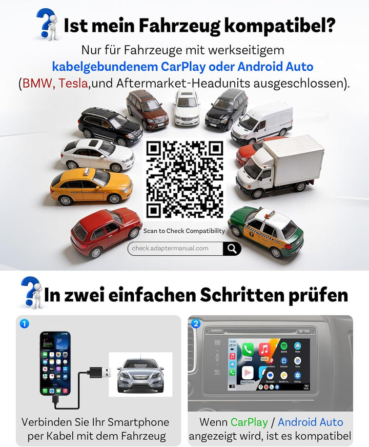 (2026 Aufgerüstet) OTTOCAST 2-in-1 Wireless CarPlay & Android Auto Adapter, Ottocast Mini Core mit E