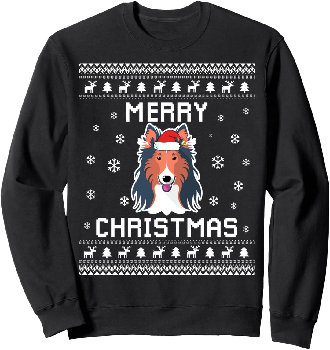 Rough Collie Dog Owner Hässlicher Weihnachtspullover Sweatshirt