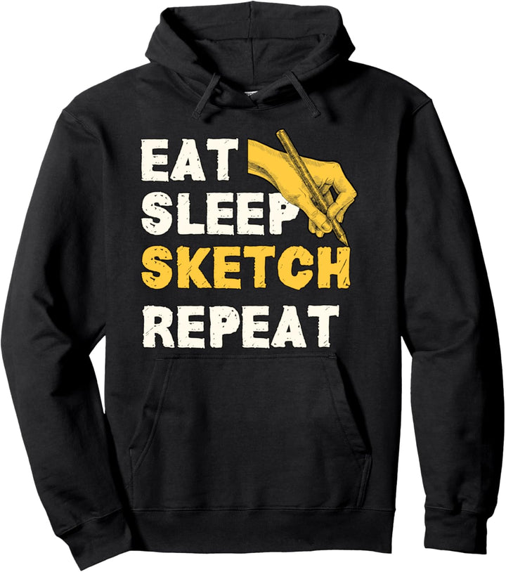 Essen Schlafen Zeichnen Künstler Geschenk Skizzieren Pullover Hoodie