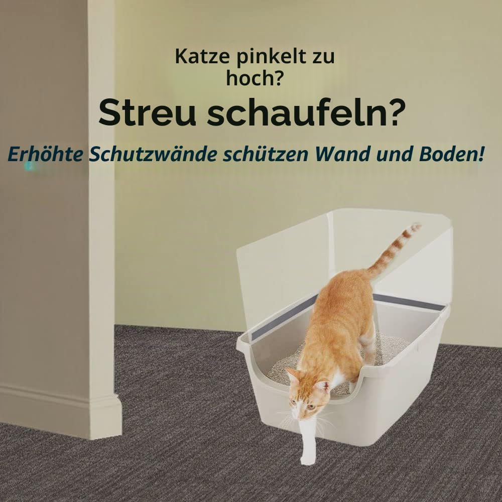 6PCS Katzentoiletten-Schild, hohe Seite, Oben offen, Katzentoilette, hält Streu in der Pfanne (Katze