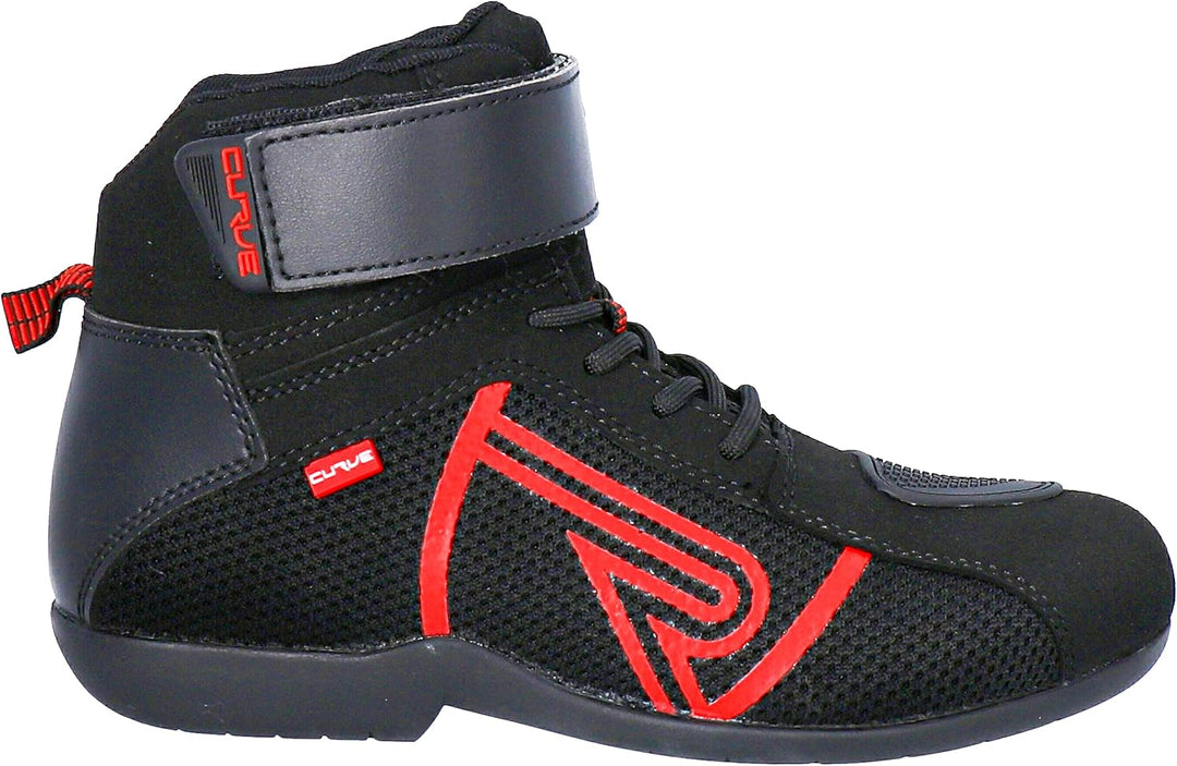 CURVE Rubi Vented Motorradstiefel, Mikrofaser, Knöchel- und Fersenschutz, Schnürverschluss, rutschfe