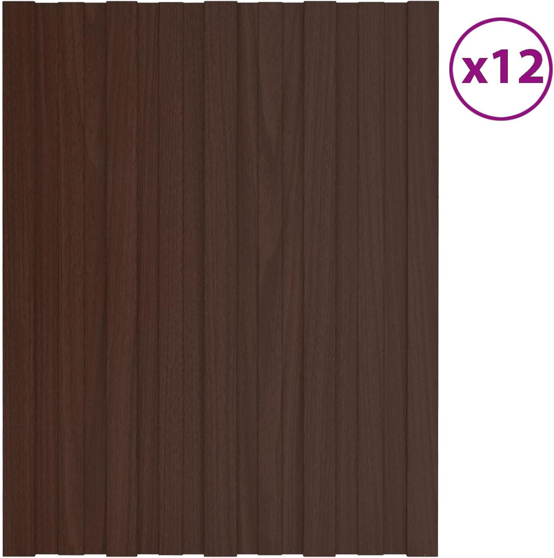 Dachpaneel 12 Stück Braun 60 x 45 cm Verzinkter Stahl, Wellplatten Dach Welldach wetterfest, Wellble